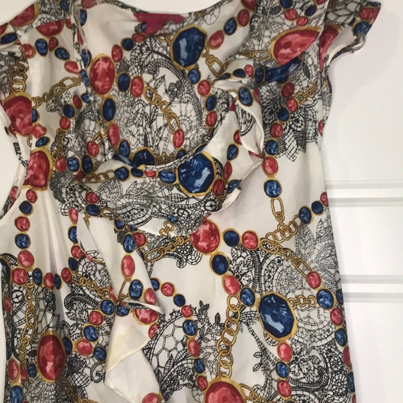 🆕Ruffle trim Silk women’s Top Sunny Leigh Size  XL - Picture 4 of 11